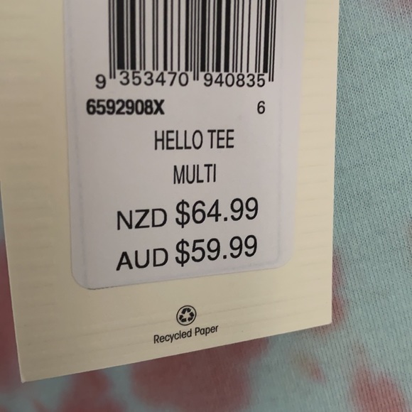 NWT Billabong Hello Tee Multi Shirt Tie Dye Size 6 - Picture 7 of 9